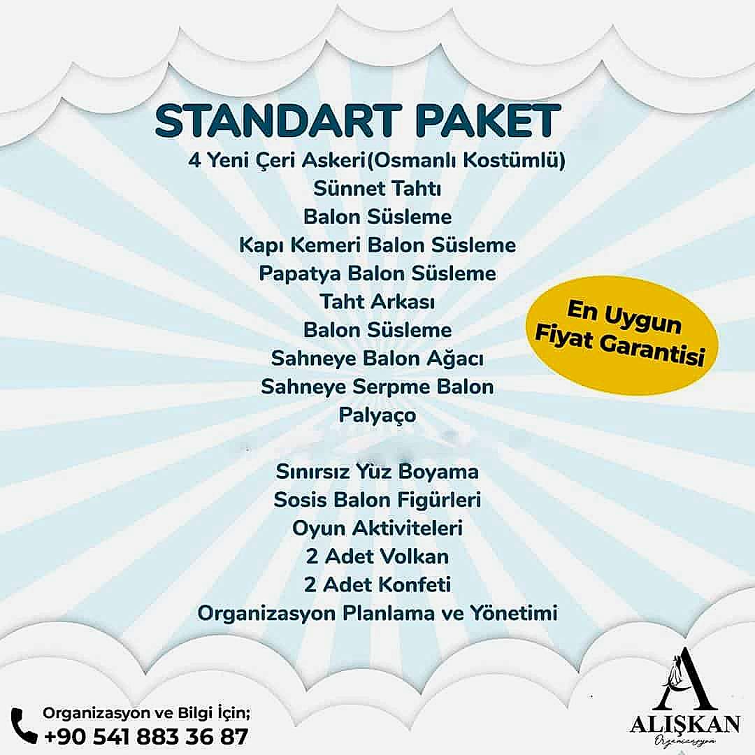 sünnetorganizasyonu, yeniçeri, sünnettahtı, balonsüsleme, kapıkemeri, papatyabalon, palyaço, yüzboyama, sosisbalon, eğlencelietkinlikler, volkan, konfeti, patlamışmısır; popcorn, nedime, davul, tef, ilahisanatçısı, sünnetsohbeti, semazen, piyanist, pamukşeker, osmanlımacunu, alışkanorganizasyon,